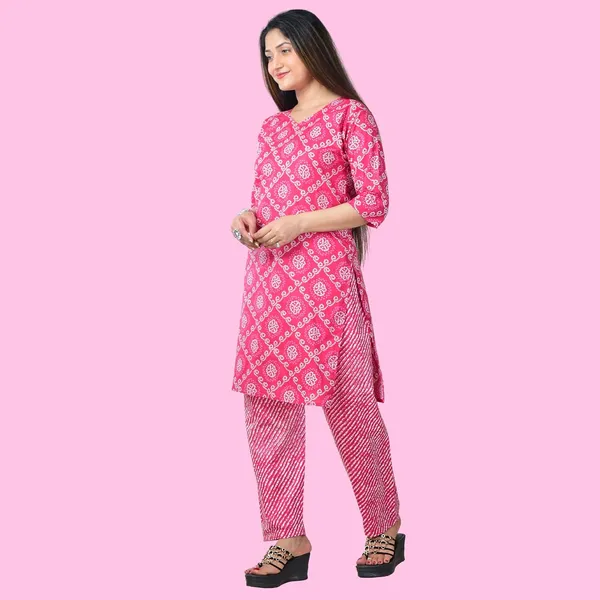 Pink_Cotton_Premium_Kurti_With_Pant_Set_For_Women