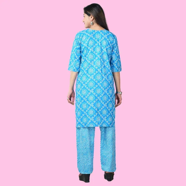 Sky_Blue_Cotton_Premium_Kurti_With_Pant_Set_For_Women