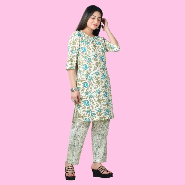 Multicolor_Cotton_Premium_Kurti_With_Pant_Set_For_Women