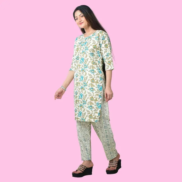 Multicolor_Cotton_Premium_Kurti_With_Pant_Set_For_Women