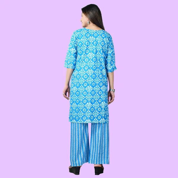 Sky_Blue_Cotton_Premium_Kurti_With_Pant_Set_For_Women