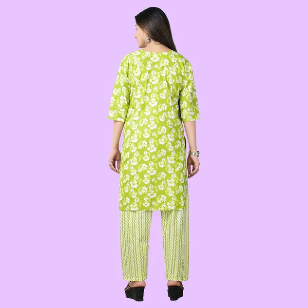 Green_Cotton_Premium_Kurti_With_Pant_Set_For_Women