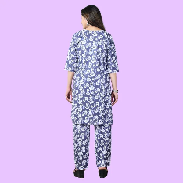 Blue_And_White_Cotton_Premium_Kurti_With_Pant_Set_For_Women