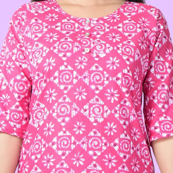 Pink_Cotton_Premium_Kurti_With_Pant_Set_For_Women