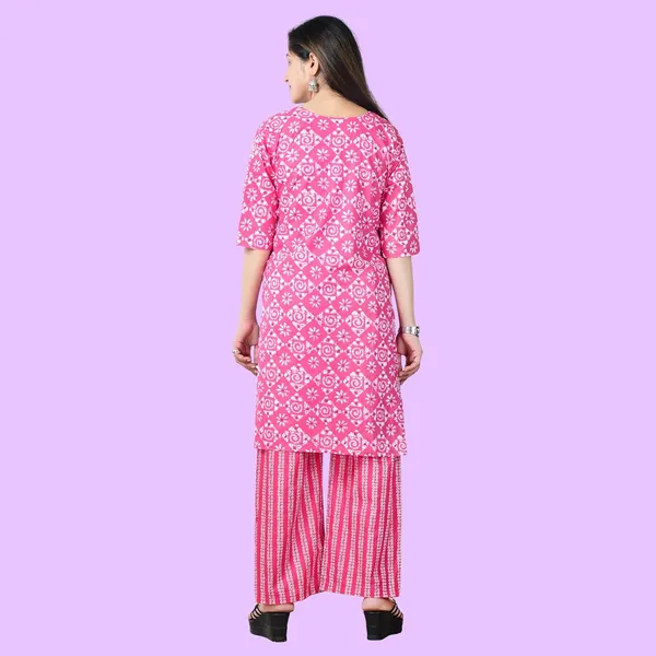 Pink_Cotton_Premium_Kurti_With_Pant_Set_For_Women