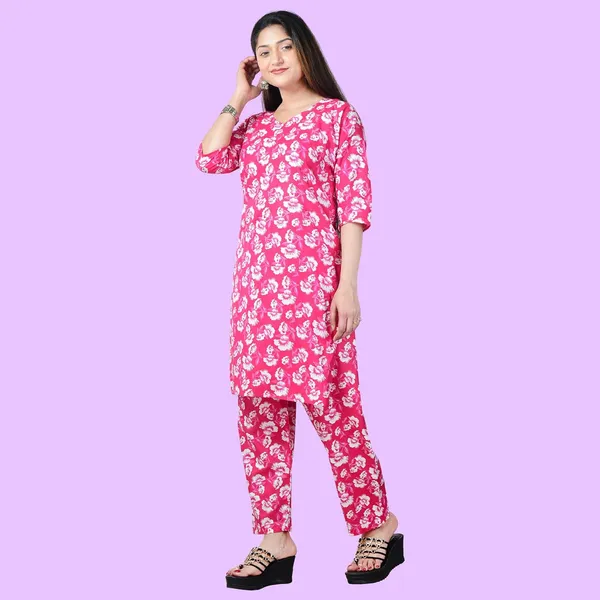 Pink_Cotton_Premium_Kurti_With_Pant_Set_For_Women