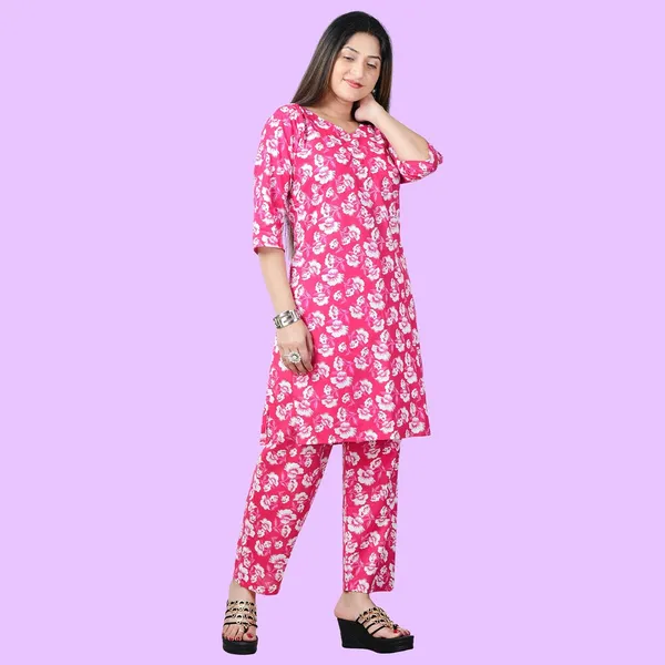 Pink_Cotton_Premium_Kurti_With_Pant_Set_For_Women
