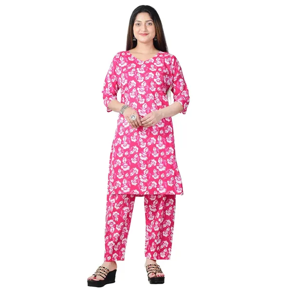 Pink_Cotton_Premium_Kurti_With_Pant_Set_For_Women