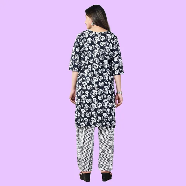 Black_And_White_Cotton_Premium_Kurti_With_Pant_Set_For_Women