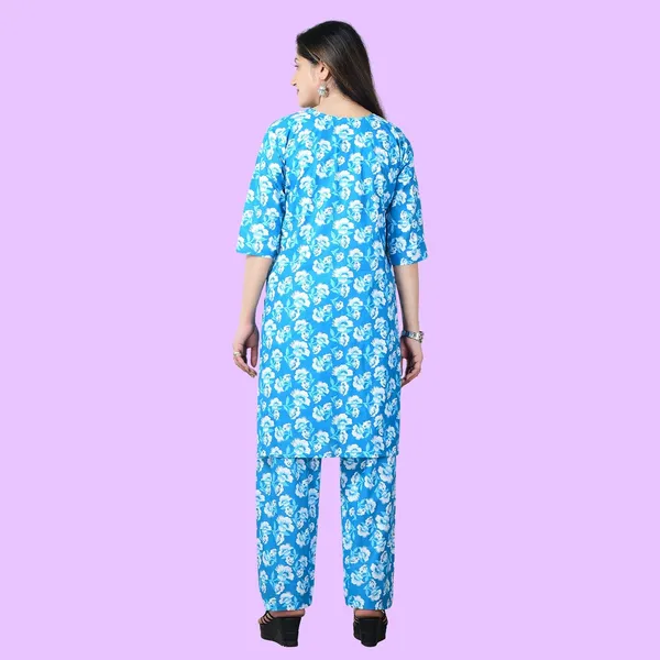 Blue_Cotton_Premium_Kurti_With_Pant_Set_For_Women