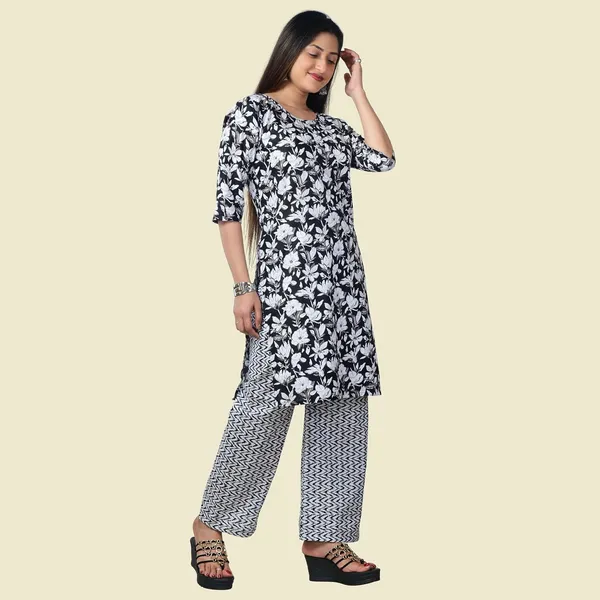 Black_And_White_Cotton_Premium_Kurti_With_Pant_Set_For_Women