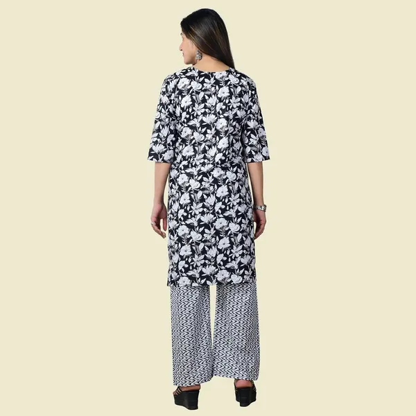 Black_And_White_Cotton_Premium_Kurti_With_Pant_Set_For_Women