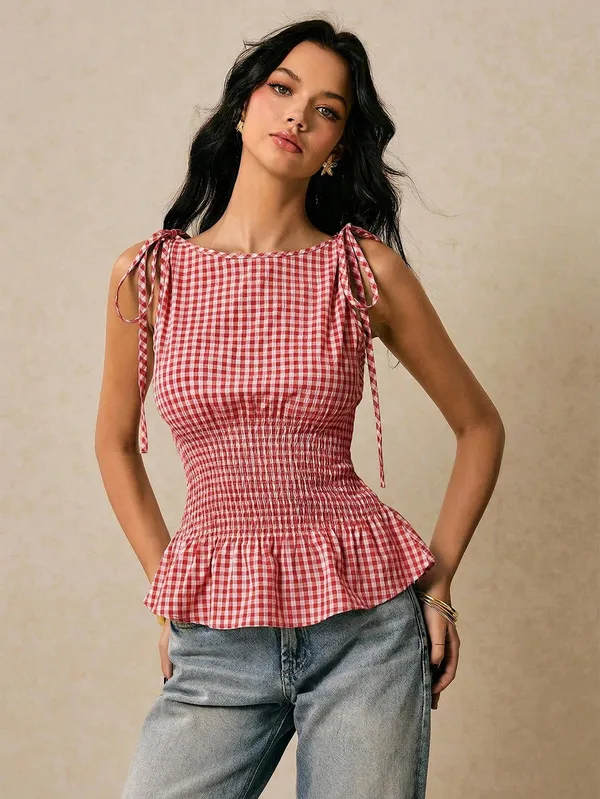 Red_Polyester_Cotton_Shoulder_Tie_Up_Top_For_Women