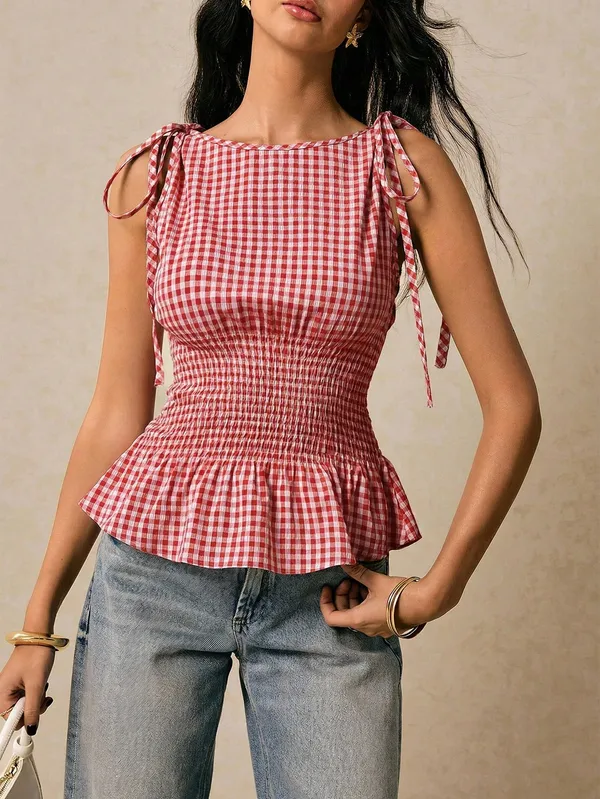 Red_Polyester_Cotton_Shoulder_Tie_Up_Top_For_Women