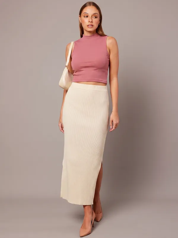 Rose_Pink_Cotton_Blend_High_Neck_Top_For_Women