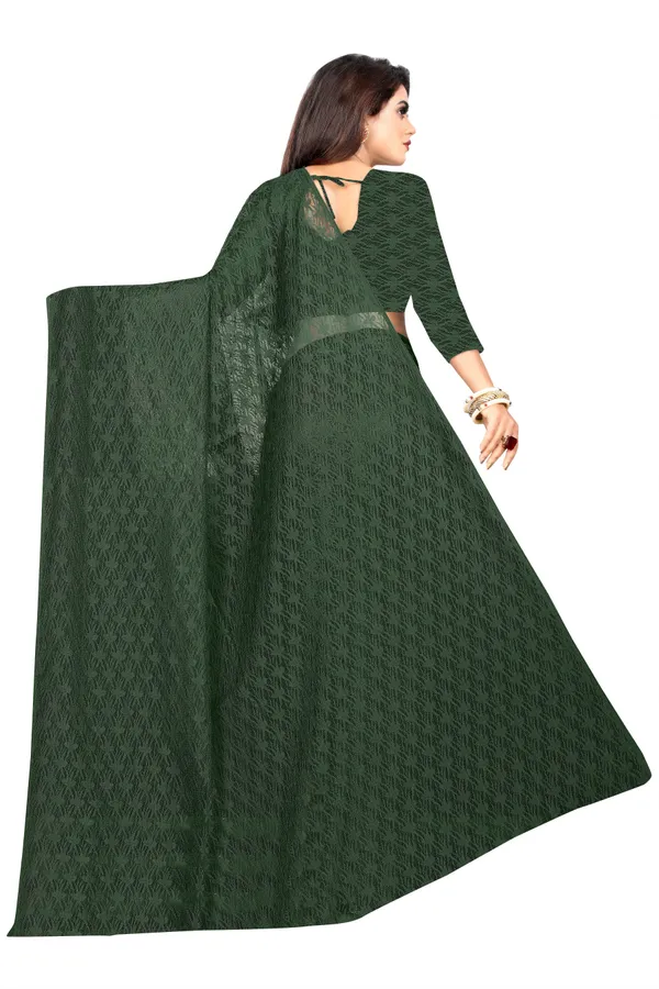 Embroidered_Lucknow_Chikankari_Net_Saree_(Green)