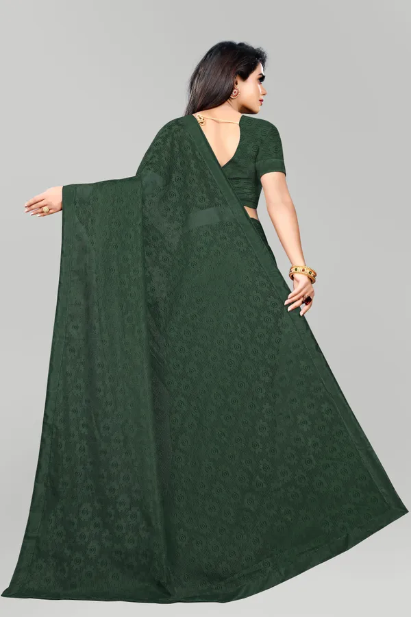 Printed_Bollywood_Net_Saree_(Dark_Green)