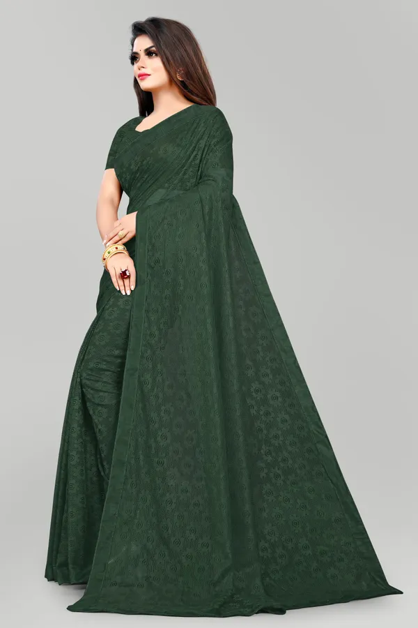 Printed_Bollywood_Net_Saree_(Dark_Green)