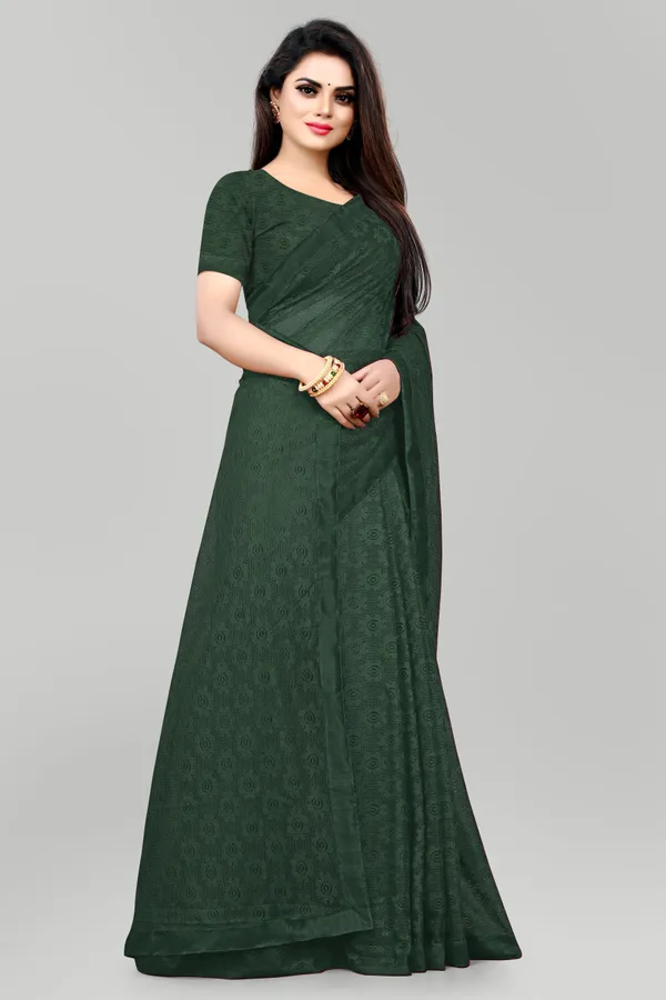 Printed_Bollywood_Net_Saree_(Dark_Green)