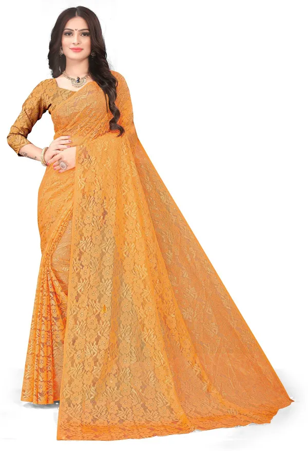 Self_Design_Lucknow_Chikankari_Net_Saree_(Orange)