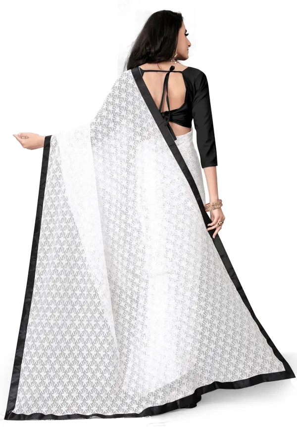 Solid/Plain_Bollywood_Net_Saree_(White)