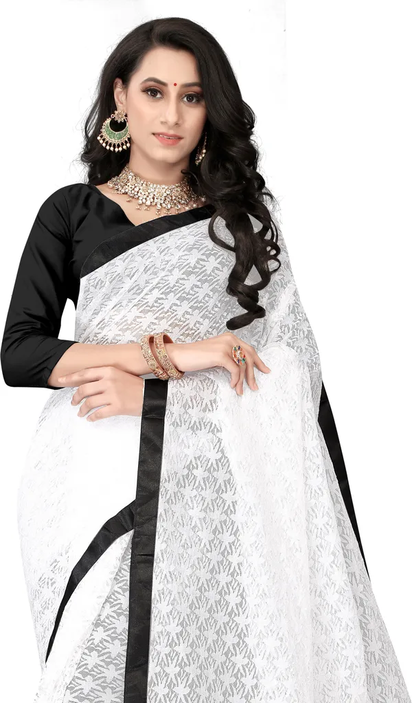 Solid/Plain_Bollywood_Net_Saree_(White)