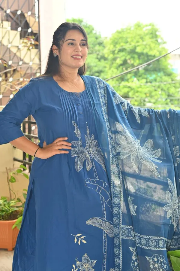 Blue_Cotton_Premium_A-Line_Suit_Set_For_Women
