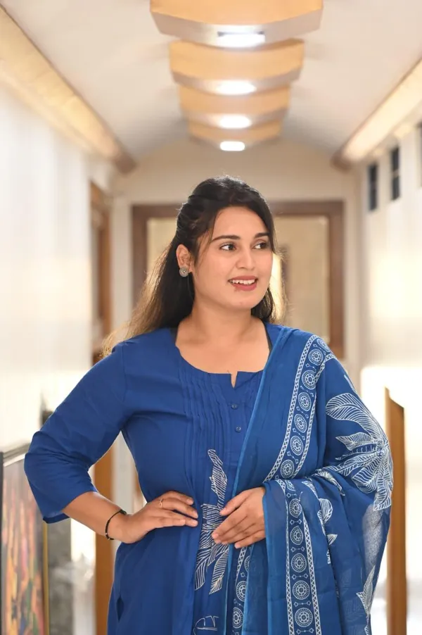 Blue_Cotton_Premium_A-Line_Suit_Set_For_Women