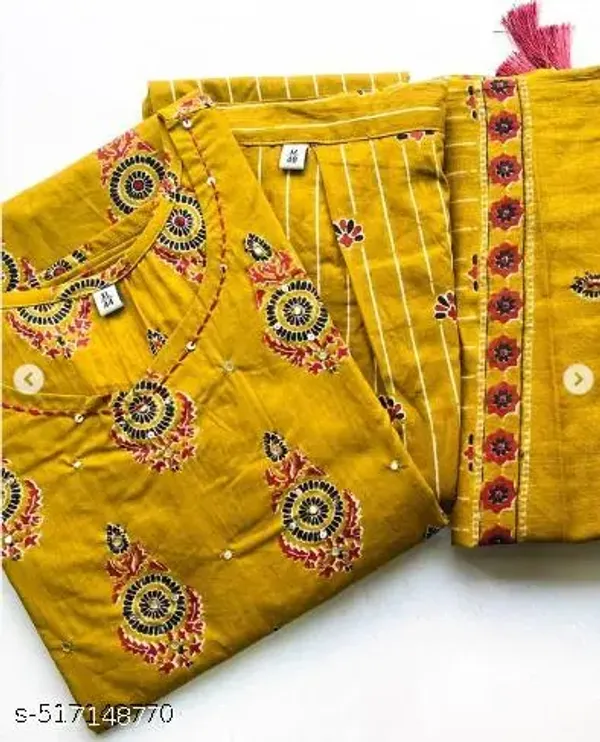 Yellow_Cotton_Kurta_Pant_&_Dupatta_Set_for_Women