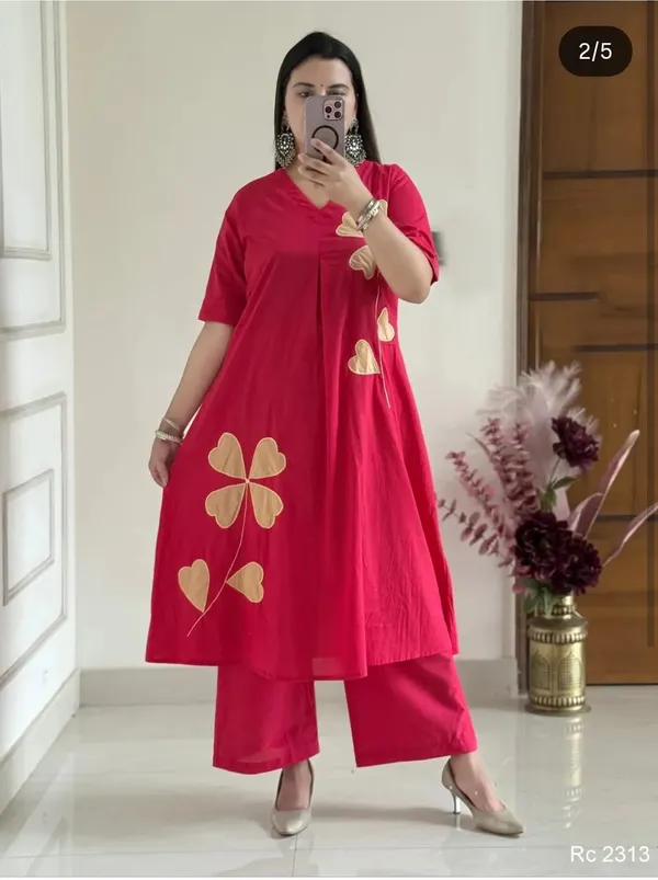 Pink_Cotton_Premium_Kurti_Set_For_Women
