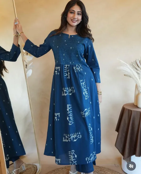 Blue_Cotton_Premium_Kurti_Pant_Dupatta_Set_For_Women