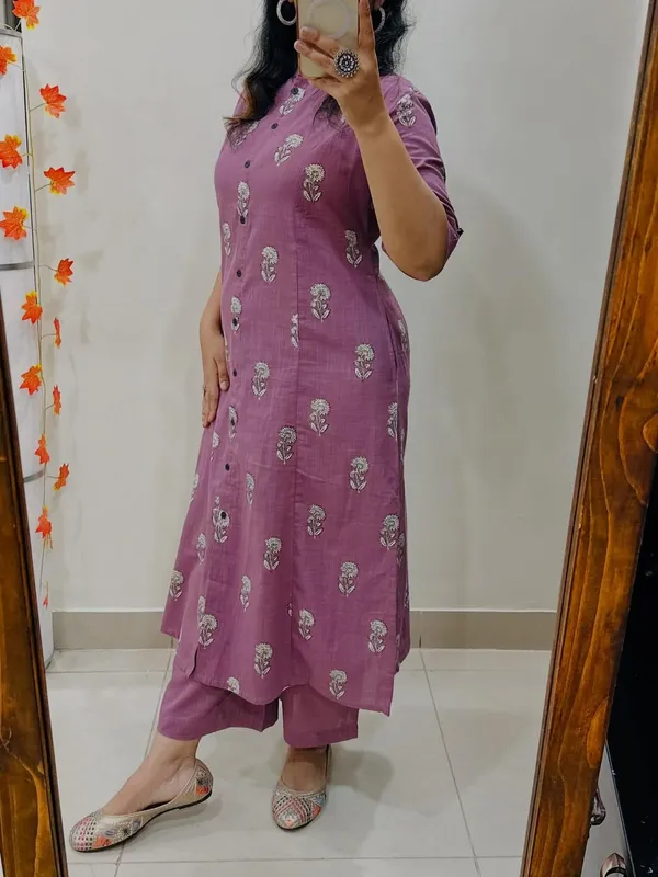 Floral_Cotton_Co-ord_Set_A-line_Kurti_with_Ankle-Length_Palazzo_Pant