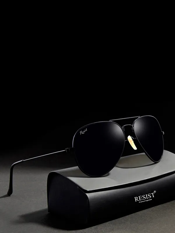 UV_Protected_Black_Aviator_Sunglasses_For_Men_&_Women