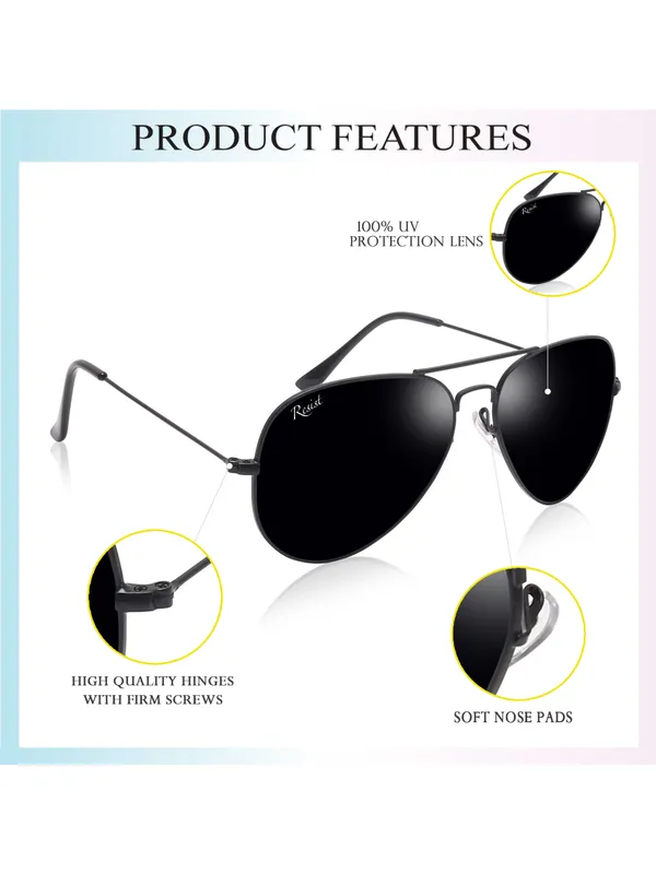UV_Protected_Black_Aviator_Sunglasses_For_Men_&_Women