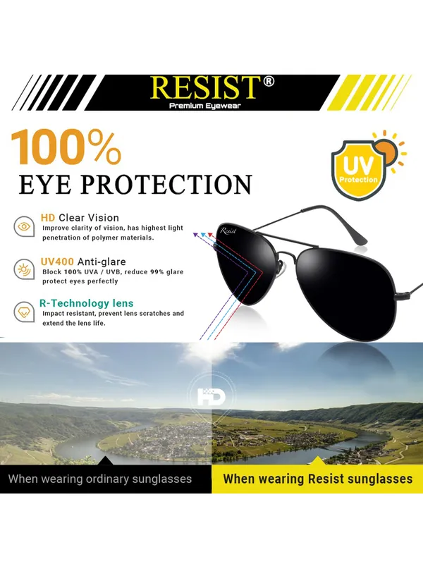 UV_Protected_Black_Aviator_Sunglasses_For_Men_&_Women