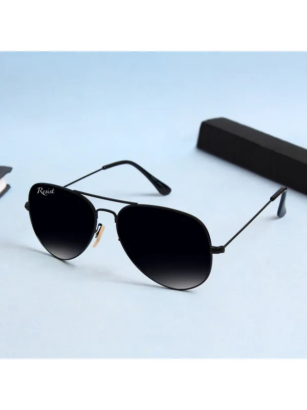 UV_Protected_Black_Aviator_Sunglasses_For_Men_&_Women