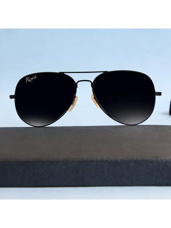 UV_Protected_Black_Aviator_Sunglasses_For_Men_&_Women