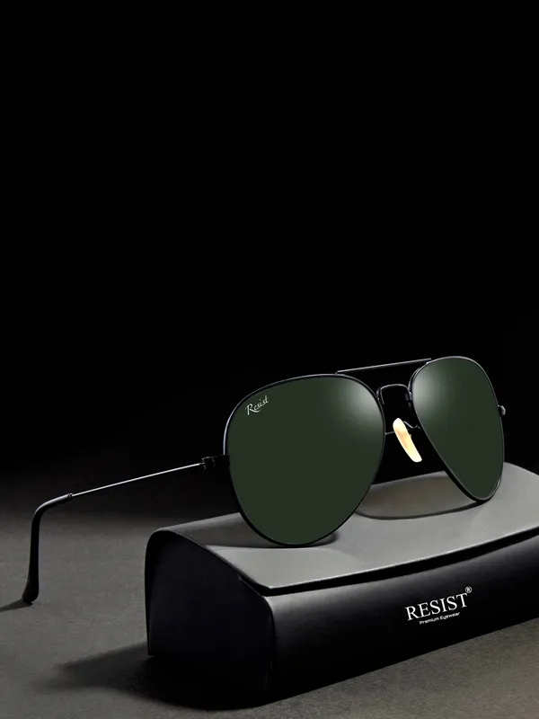 UV_Protected_Black_Green_Aviator_Sunglasses_For_Men_&_Women