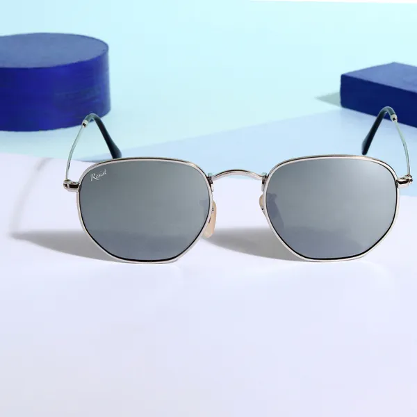 UV_Protected_Silver_Reflector_Round_Hexagonal_Sunglasses_For_Men_&_Women
