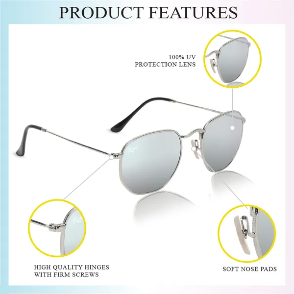 UV_Protected_Silver_Reflector_Round_Hexagonal_Sunglasses_For_Men_&_Women