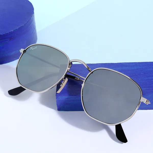 UV_Protected_Silver_Reflector_Round_Hexagonal_Sunglasses_For_Men_&_Women