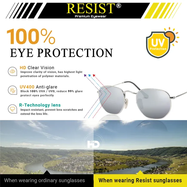 UV_Protected_Silver_Reflector_Round_Hexagonal_Sunglasses_For_Men_&_Women