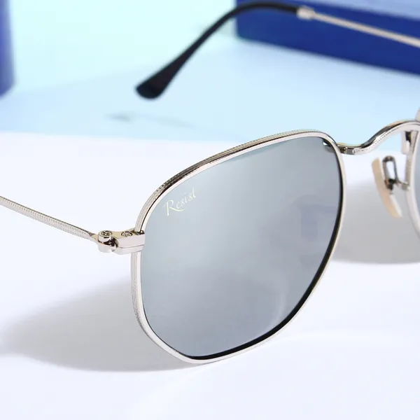 UV_Protected_Silver_Reflector_Round_Hexagonal_Sunglasses_For_Men_&_Women