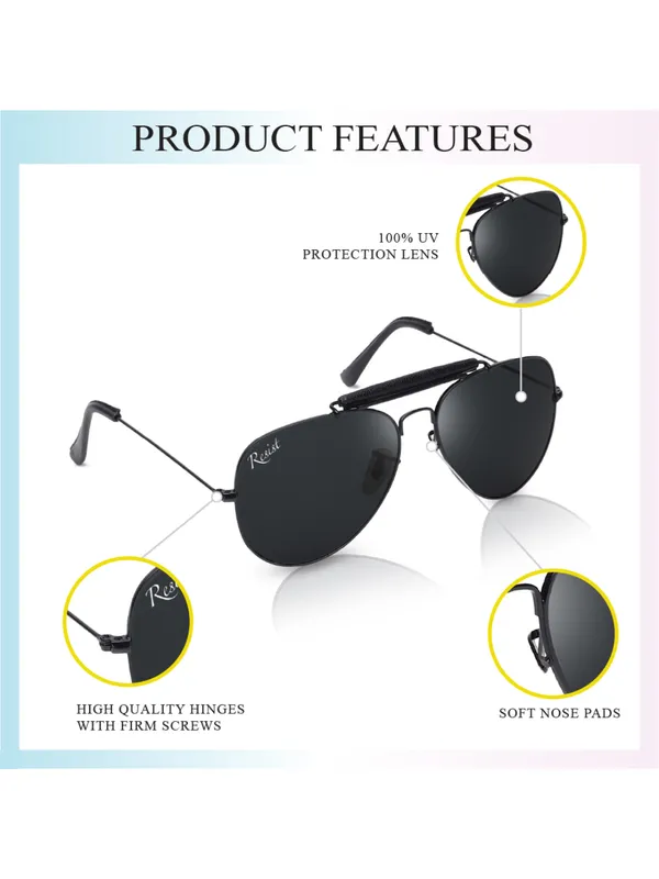 UV_Protected_Black_Aviator_Sunglasses_For_Men_&_Women