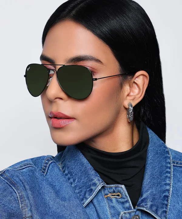 UV_Protected_Black_Green_Aviator_Sunglasses_For_Men_&_Women