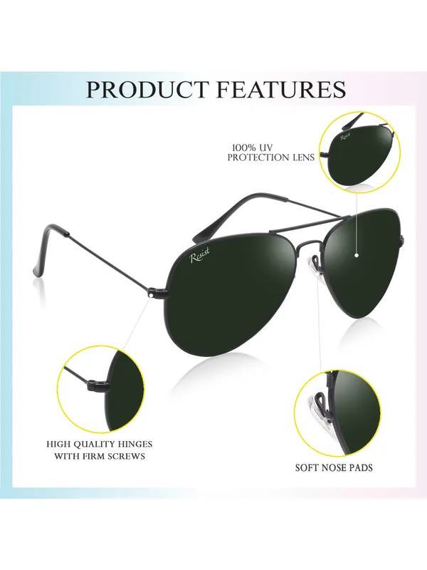 UV_Protected_Black_Green_Aviator_Sunglasses_For_Men_&_Women