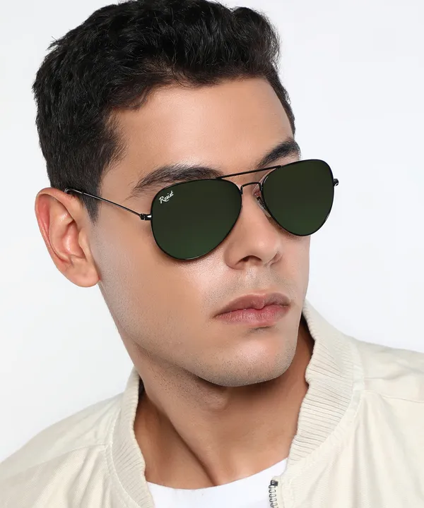 UV_Protected_Black_Green_Aviator_Sunglasses_For_Men_&_Women