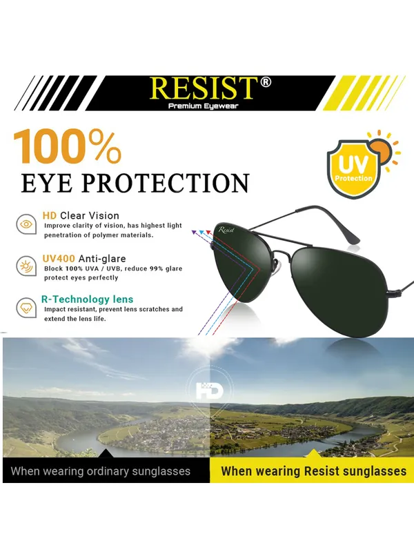 UV_Protected_Black_Green_Aviator_Sunglasses_For_Men_&_Women