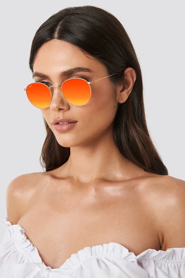 UV_Protected_Gold_Orange_Reflector_Round_Sunglasses_For_Men_&_Women
