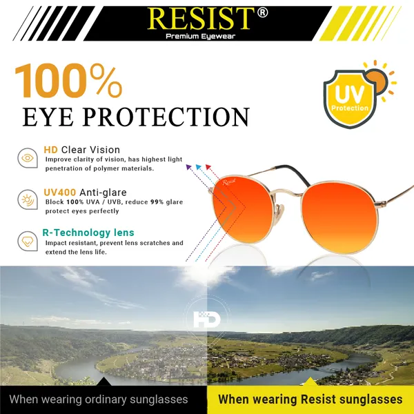 UV_Protected_Gold_Orange_Reflector_Round_Sunglasses_For_Men_&_Women